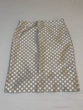 J. Crew Taupe Pencil Skirt with White Polka Dots